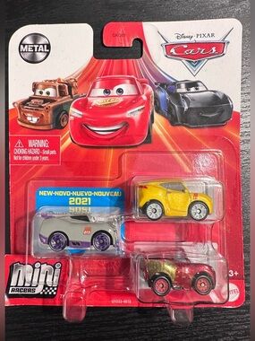 Mattel Disney Pixar Cars Mini Racers 3-Pack Metal Diecast Cars Unopened 2021